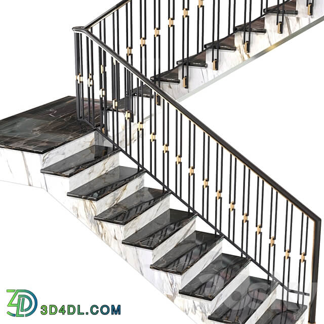 Modern stair staircase in Art Deco style. 3D Models