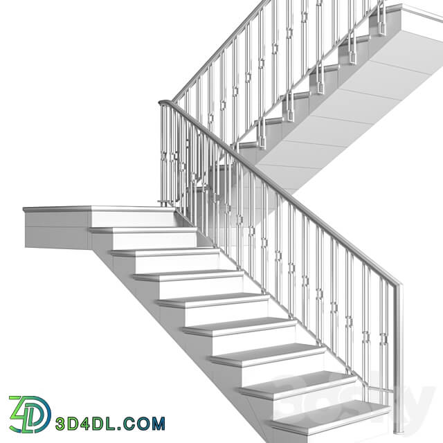 Modern stair staircase in Art Deco style. 3D Models