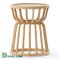 Kids Rattan Nightstand Table Chair 3D Models 