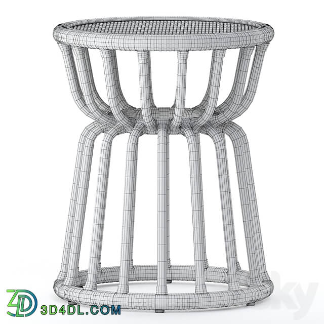 Kids Rattan Nightstand Table Chair 3D Models