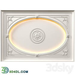 Coffered round illuminated ceiling in a classic style.Modern coffered illuminated ceiling 3D Models 