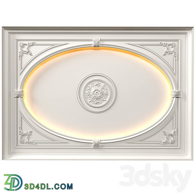 Coffered round illuminated ceiling in a classic style.Modern coffered illuminated ceiling 3D Models