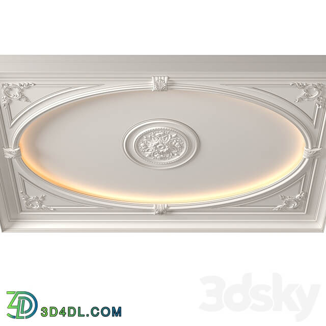 Coffered round illuminated ceiling in a classic style.Modern coffered illuminated ceiling 3D Models