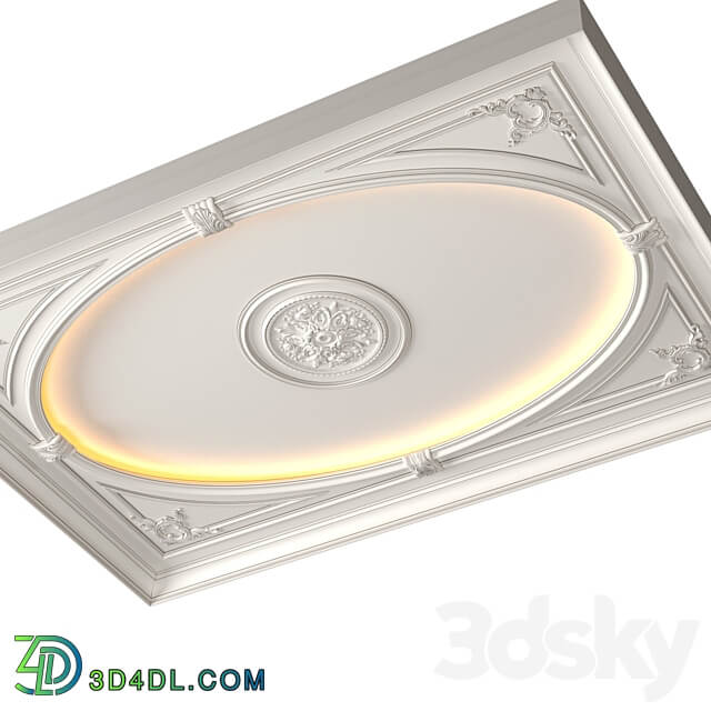 Coffered round illuminated ceiling in a classic style.Modern coffered illuminated ceiling 3D Models