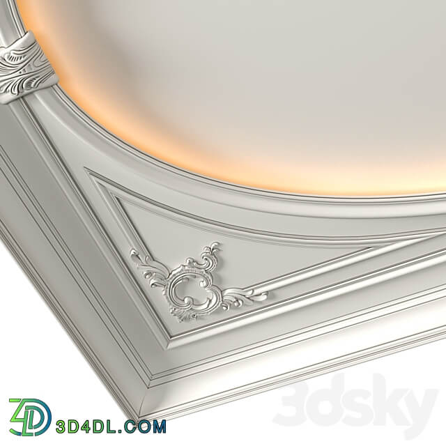 Coffered round illuminated ceiling in a classic style.Modern coffered illuminated ceiling 3D Models