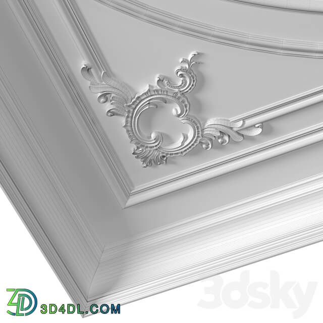 Coffered round illuminated ceiling in a classic style.Modern coffered illuminated ceiling 3D Models