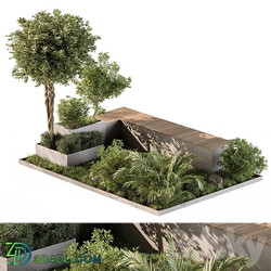 Urban Furniture Bench with Plants Set 43 3D Models 