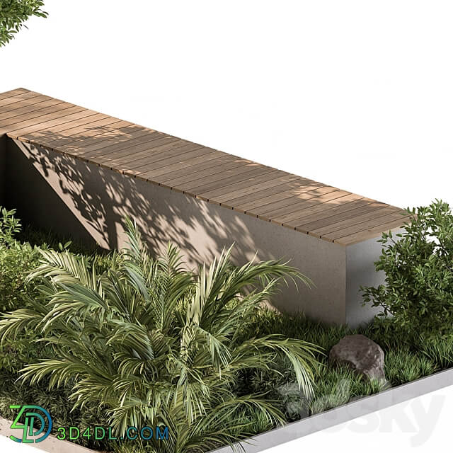 Urban Furniture Bench with Plants Set 43 3D Models