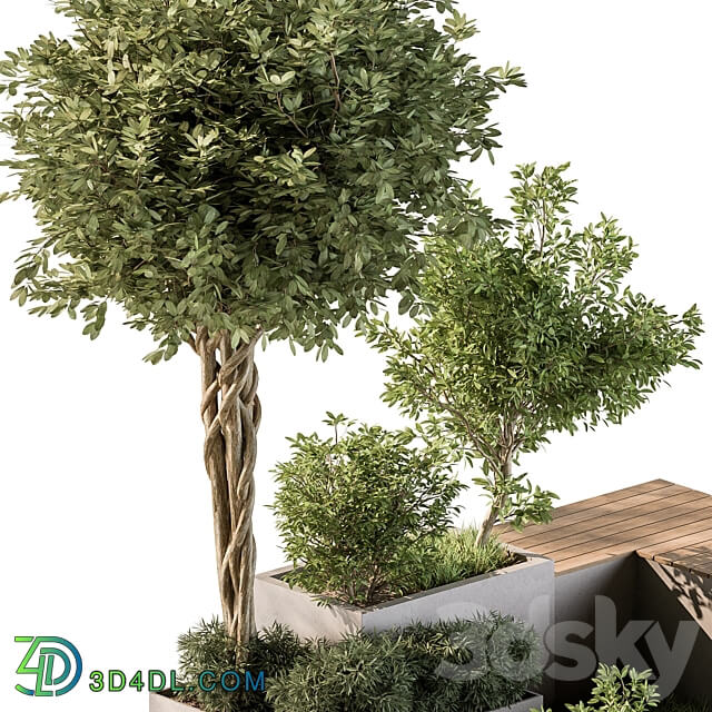 Urban Furniture Bench with Plants Set 43 3D Models