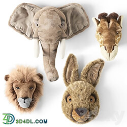 ANIMAL HEAD WALL BUSTS Elephant Giraffe Hare Lion Miscellaneous 3D Models 