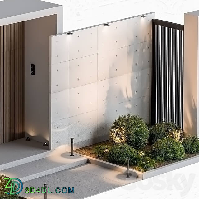 Outdoor Entrance and Fence 09 3D Models