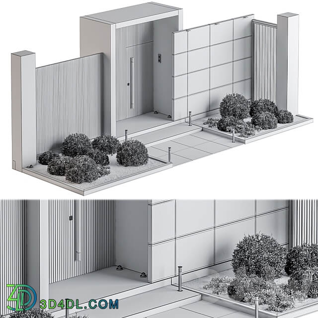 Outdoor Entrance and Fence 09 3D Models