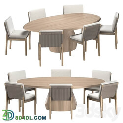 YAB DINING TABLE and MESA TEAK CHAIR Table Chair 3D Models 