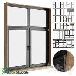 modern windows with Metal Blinds and wooden 3D Models 