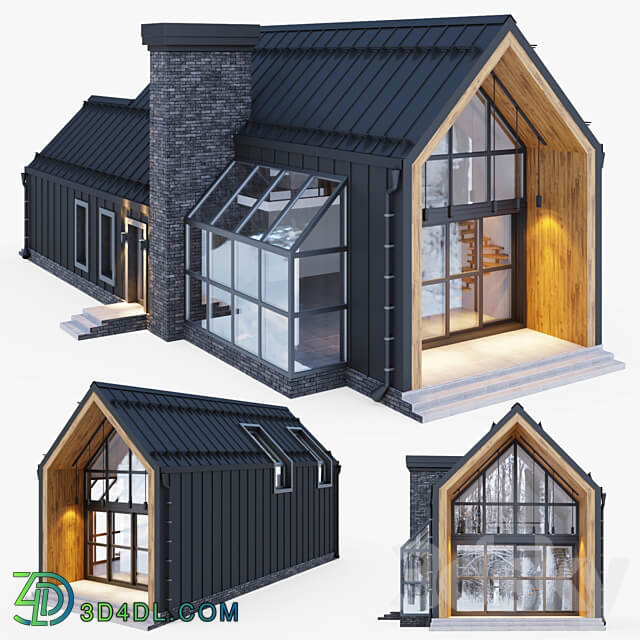 Barnhouse with stained glass windows 3D Models