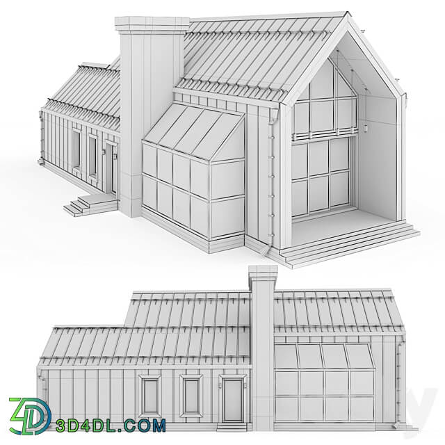 Barnhouse with stained glass windows 3D Models