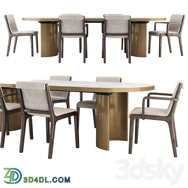 Janet Chair and Blevio Table Table Chair 3D Models