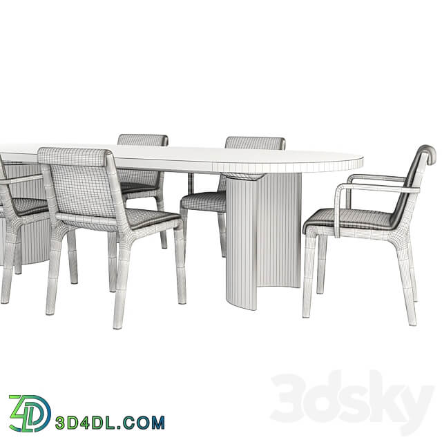 Janet Chair and Blevio Table Table Chair 3D Models