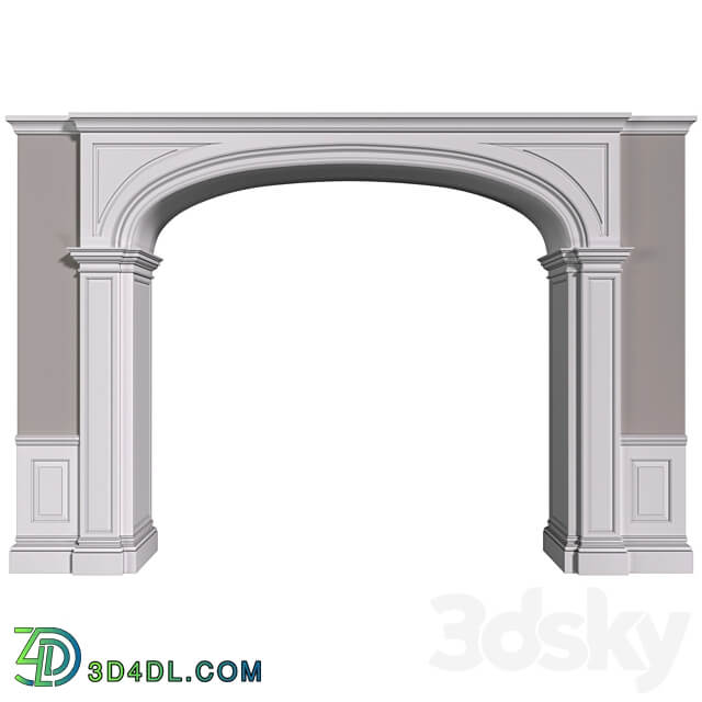 Archway in classic style. Arched interior doorway in a classic style.Traditional Interior Arched Doorway Opening.Entryway Wall Paneling 3D Models