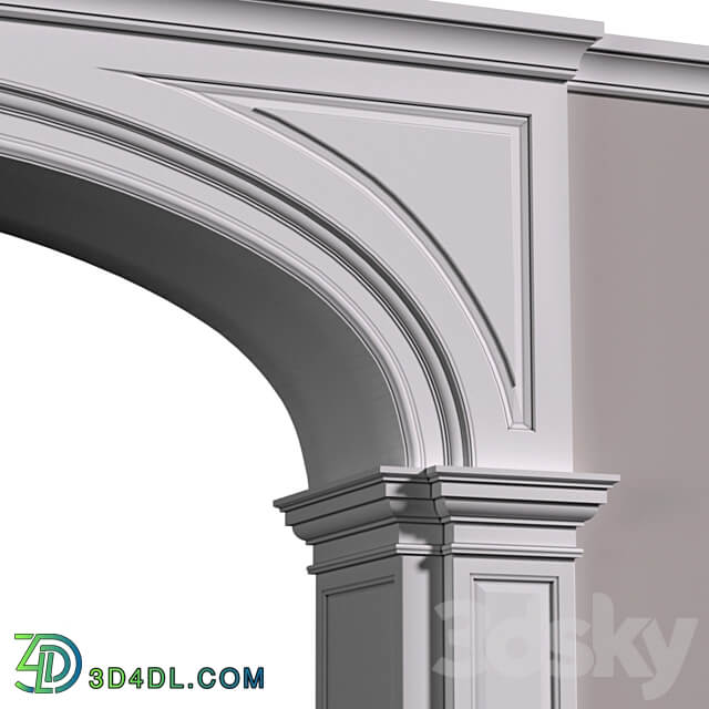 Archway in classic style. Arched interior doorway in a classic style.Traditional Interior Arched Doorway Opening.Entryway Wall Paneling 3D Models