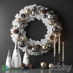 Christmas decor with candles and wreath 