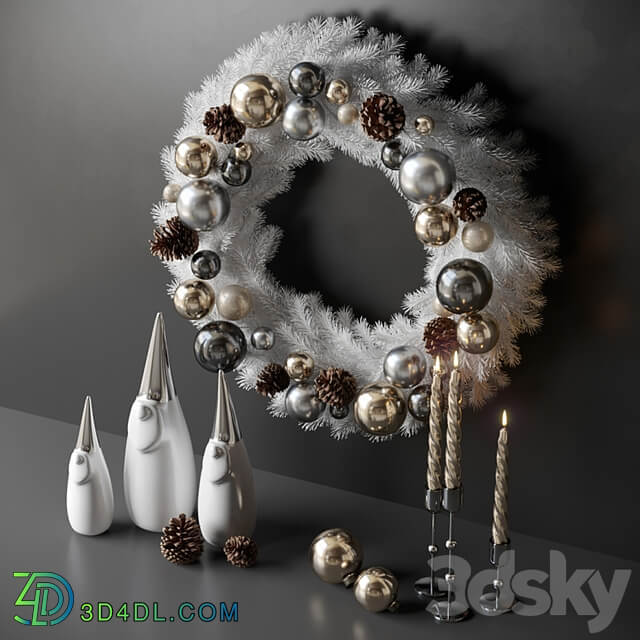 Christmas decor with candles and wreath