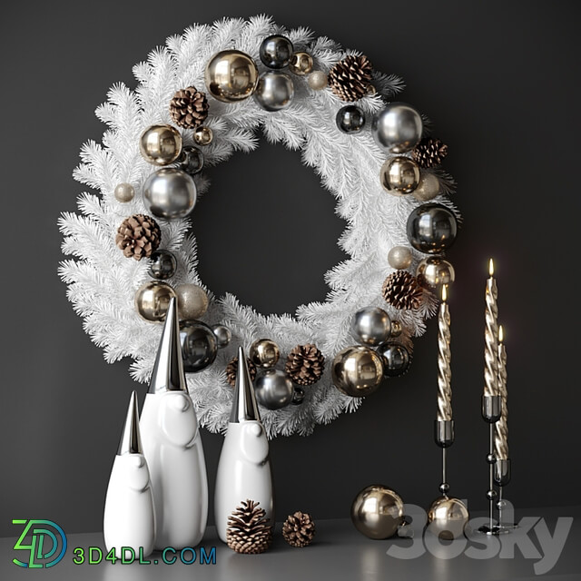 Christmas decor with candles and wreath