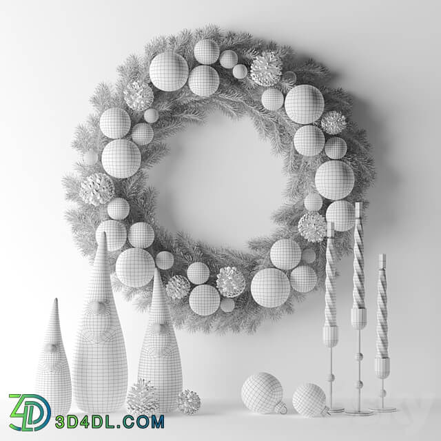 Christmas decor with candles and wreath