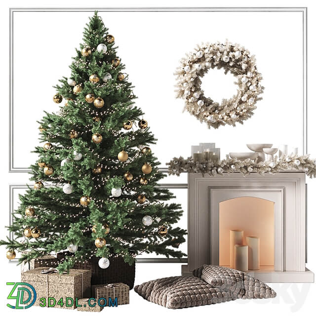 Christmas tree with a fireplace