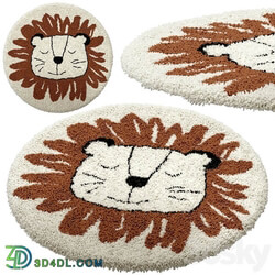 Children&#39;s round carpet with the image of a lion, Syma 