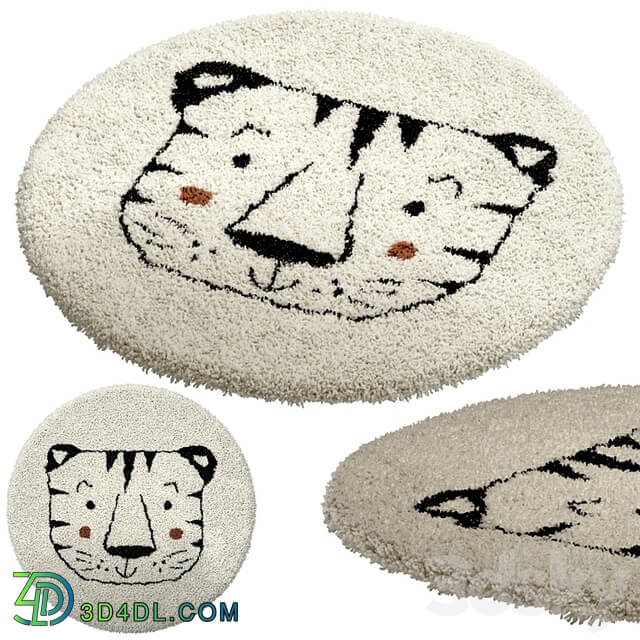 Children&#39;s round carpet with the image of a lion, Syma