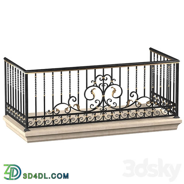 Classic balcony with wrought iron railing.Modern balcony Forged Fence