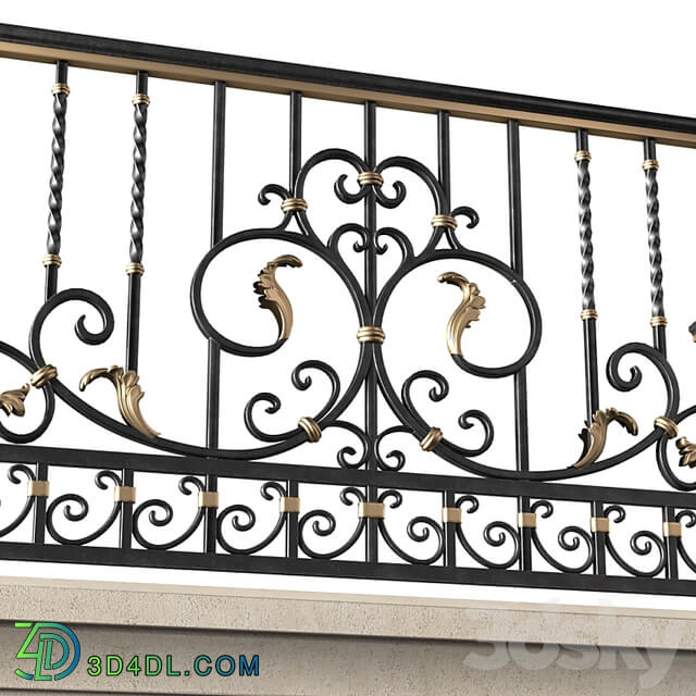 Classic balcony with wrought iron railing.Modern balcony Forged Fence