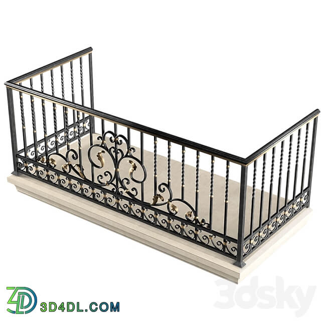 Classic balcony with wrought iron railing.Modern balcony Forged Fence