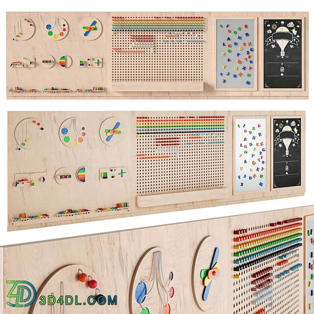 Interactive game board (busyboard) for a children&#39;s room