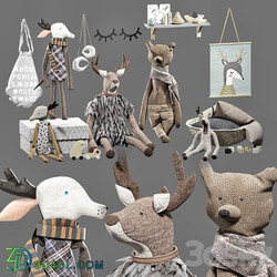 set of soft toys in scandinavian style 