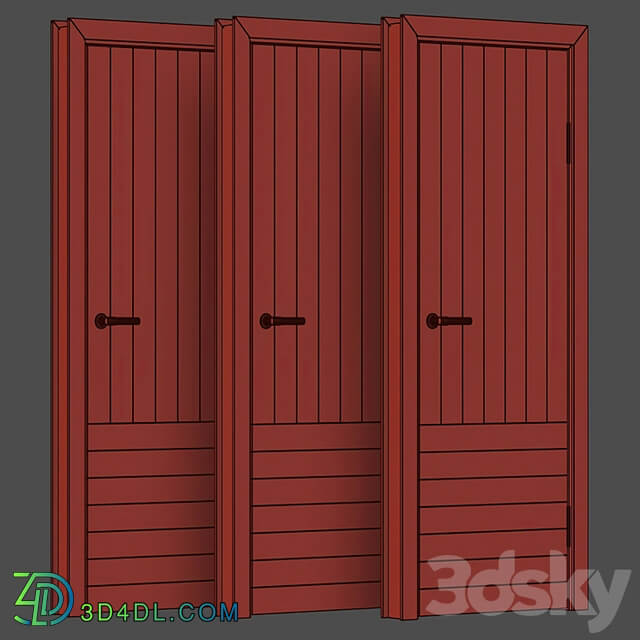 Wooden Door Set V13 / Interior and Exterior door set