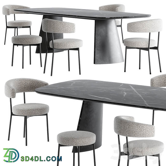 Neuilly chair Torii table set by Bonaldo