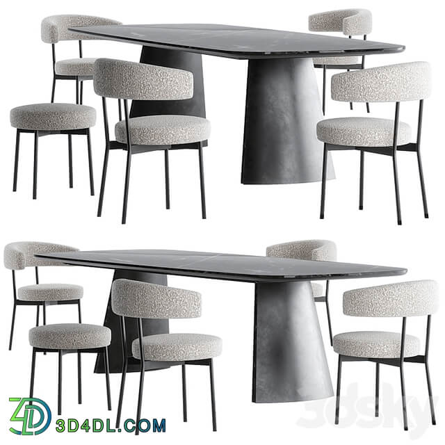 Neuilly chair Torii table set by Bonaldo