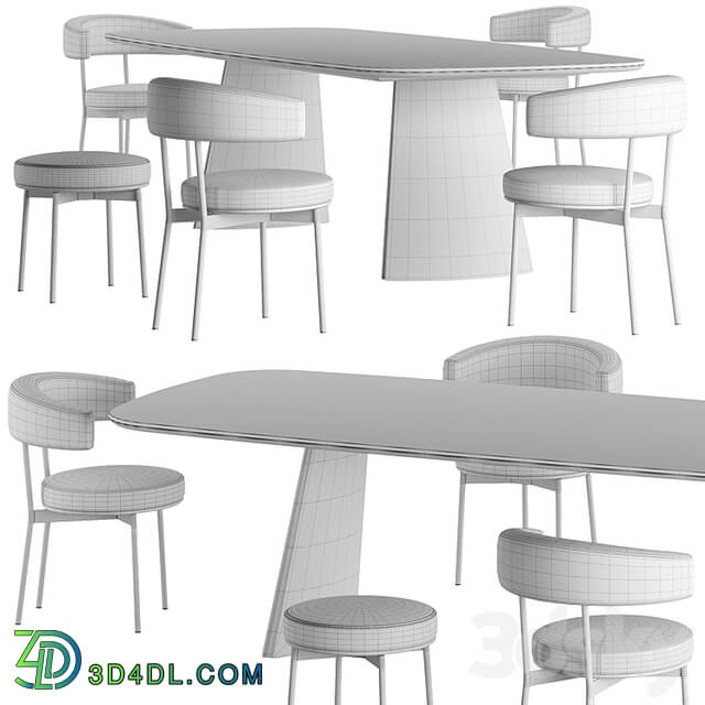 Neuilly chair Torii table set by Bonaldo