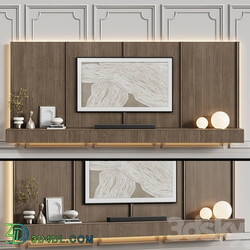 TV wall in neoclassical style with decor 08 