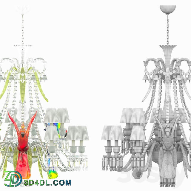 Baccarat Zenith Collection with parrots Pendant light 3D Models