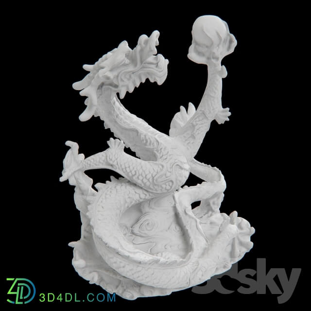 Plaster sculpture of a dragon