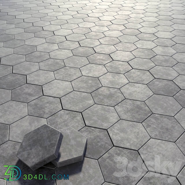 Paving stone hexagon 3D Models