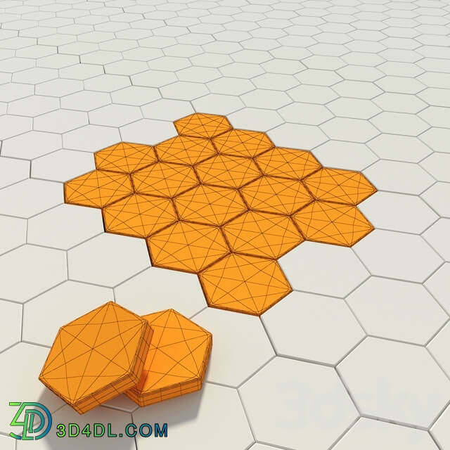 Paving stone hexagon 3D Models