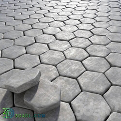 Old paving hexagon 3D Models 