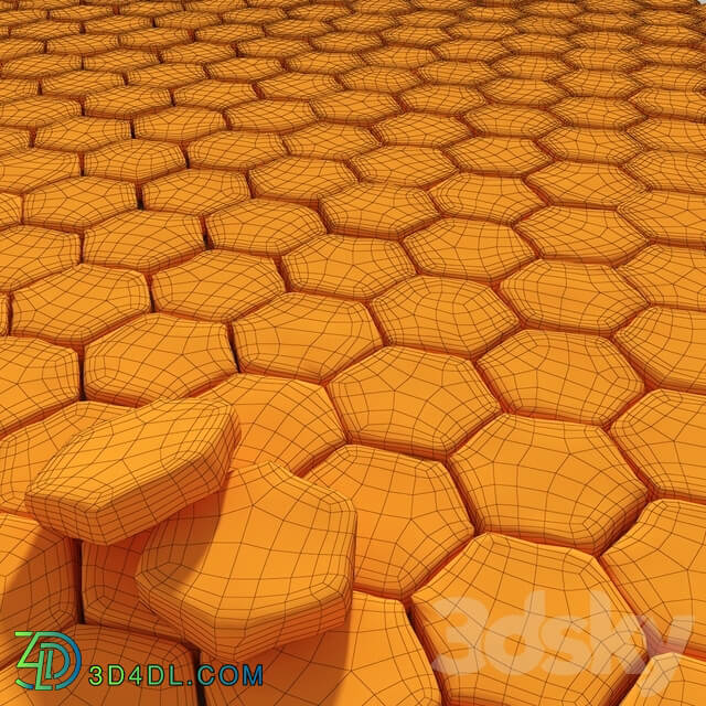 Old paving hexagon 3D Models