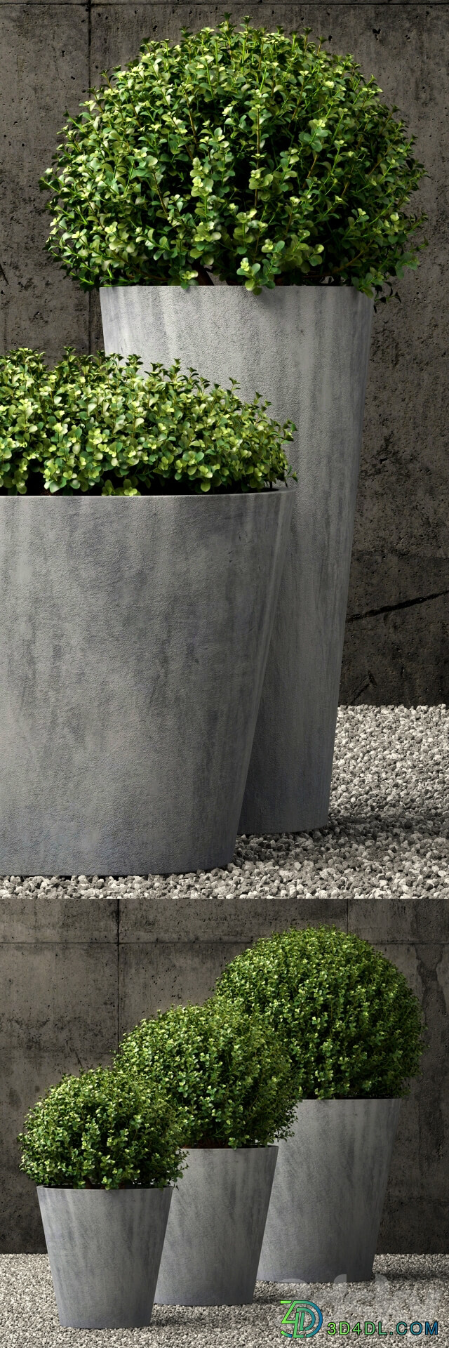 Restoration Hardware estate zinc round planters 3D Models