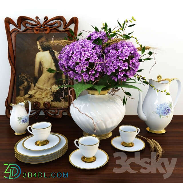 Tea set with flowers