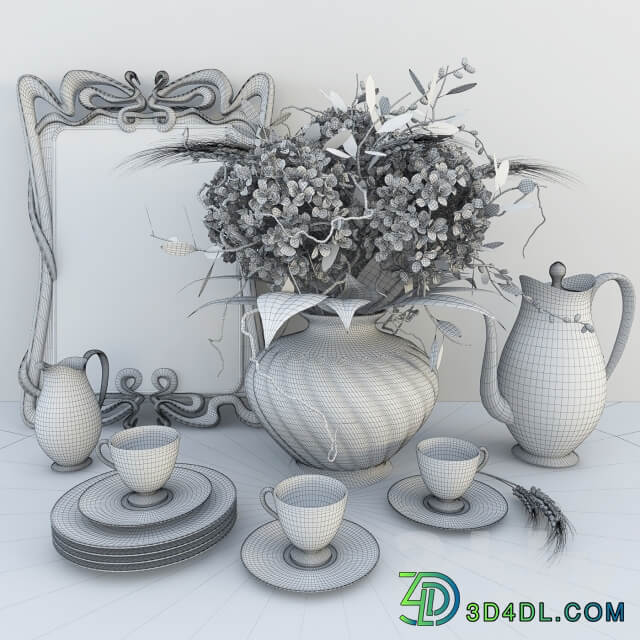 Tea set with flowers